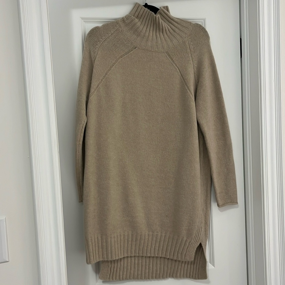Tan knit turtle neck dress